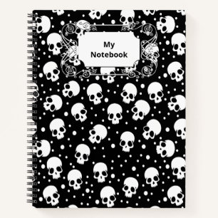 Monochrome Polka Dot Skull Notebook