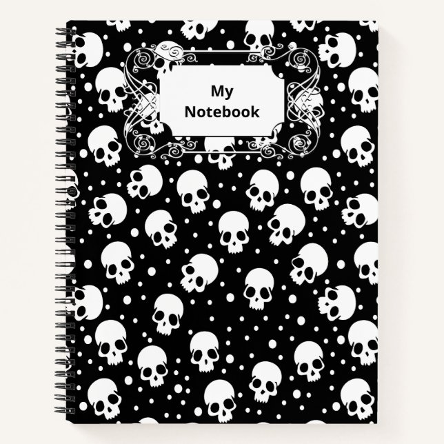 Monochrome Polka Dot Skull Notebook (Front)