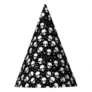 Monochrome Polka Dot Skull Party Hat