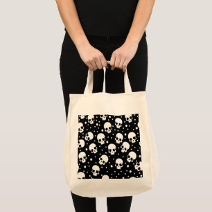 Monochrome Polka Dot Skull Tote Bag
