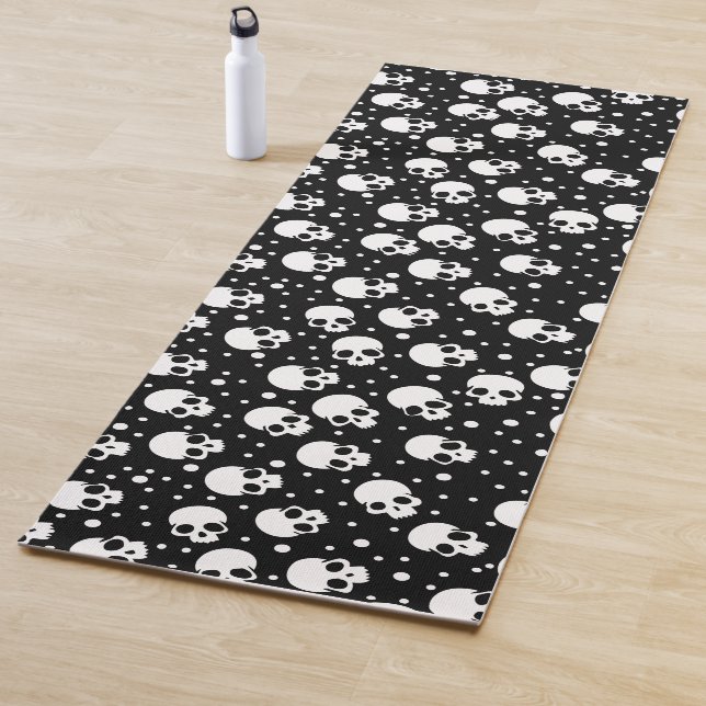 Monochrome Polka Dot Skull Yoga Mat (In Situ)