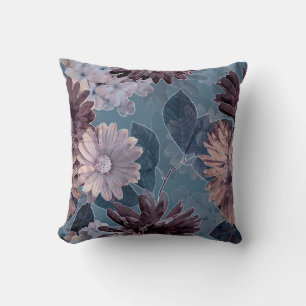 Monochrome Purple: Floral Watercolor Seamless Cushion