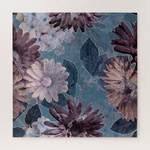 Monochrome Purple: Floral Watercolor Seamless Jigsaw Puzzle