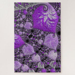 Monochrome Purple Fractal Art Jigsaw Puzzle