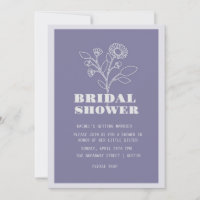 Monochrome Purple-Themed Bridal Shower Invitation