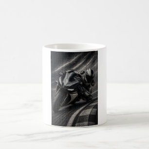 Monochrome Racing Superbike Mosaic Art Mug