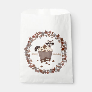 Monochrome Racoon Chocolate Chip Birthday Favour Bag