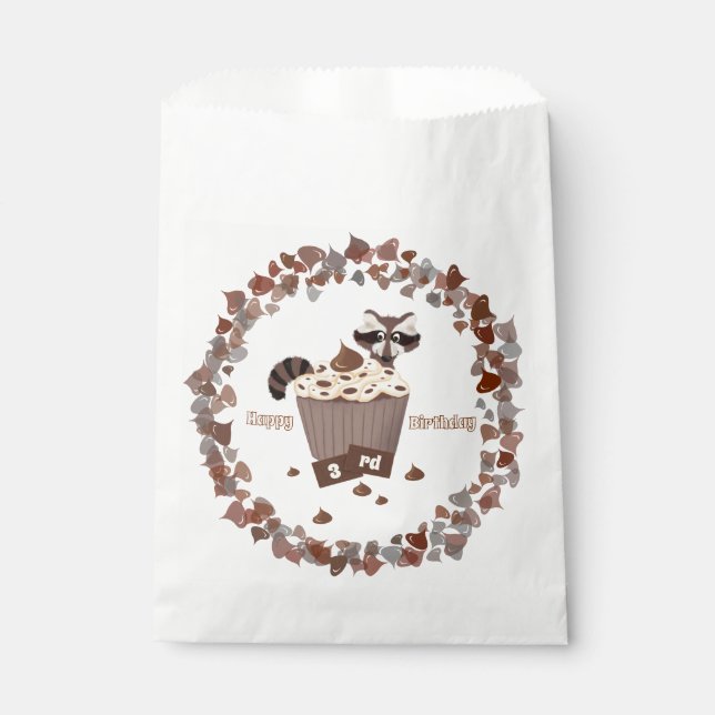 Monochrome Racoon Chocolate Chip Birthday  Favour Bag (Front)