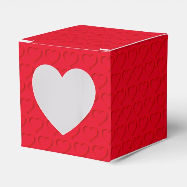 Monochrome Red Heart Pattern Valentine's Day Favour Box (Front Side)