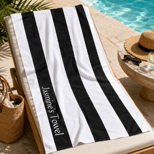 Monochrome Resort Chic Black and White Beach Towel