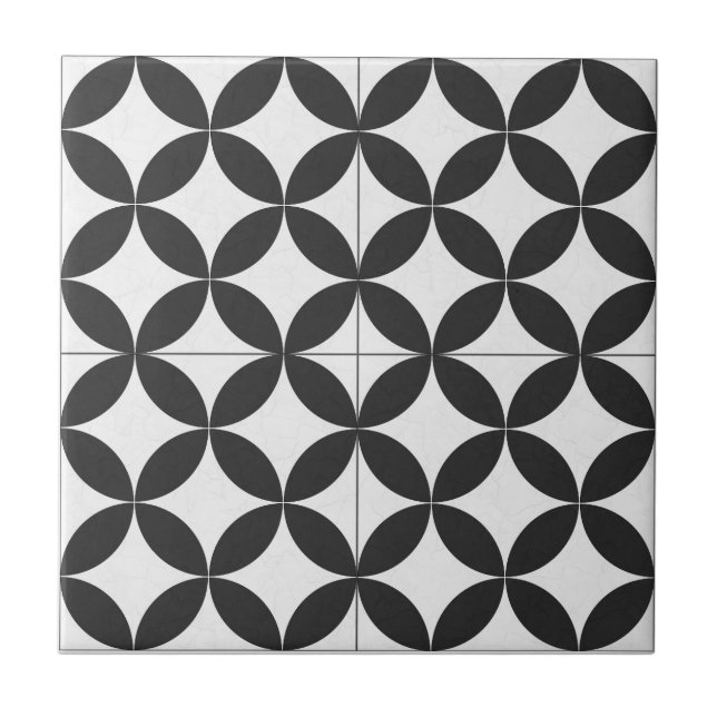 Monochrome Retro Petal Tile Pattern (Front)