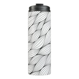 Monochrome seamless pattern with abstract curled w thermal tumbler