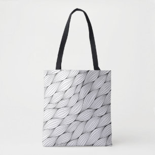 Monochrome seamless pattern with abstract curled w tote bag
