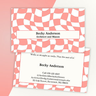Monochrome, Shaken Pattern in Red, Architect Business Card