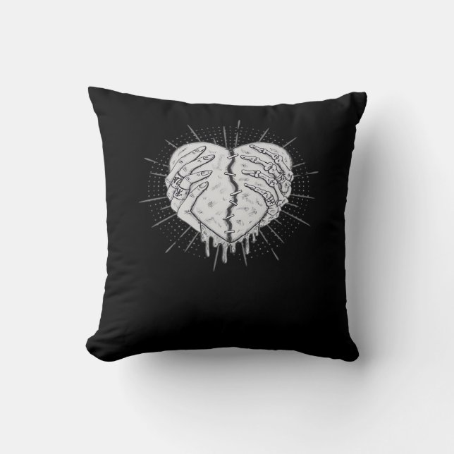Monochrome Skeleton Hand With Heart Classic Cushion (Front)