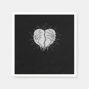 Monochrome Skeleton Hand With Heart Classic Napkin