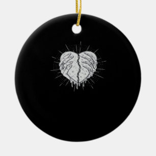 Monochrome Skeleton Hand With Heart Classic Style Ceramic Ornament