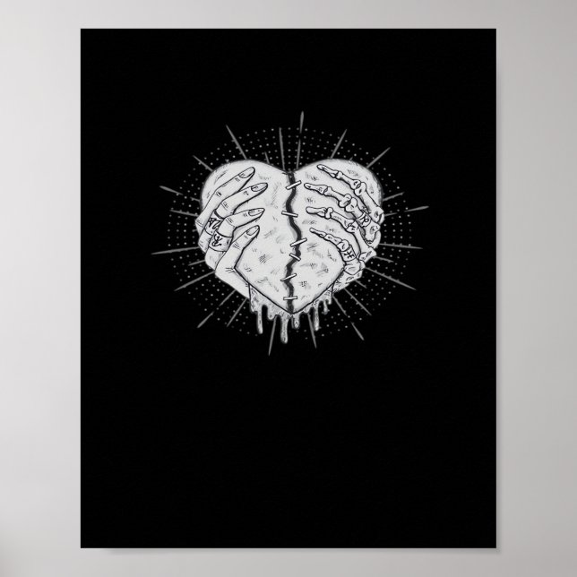Monochrome Skeleton Hand With Heart Classic Style Poster (Front)