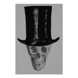Monochrome Skull Top Hat Photo Print