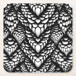 Monochrome Snake Scale Paper Coasters More Shapes