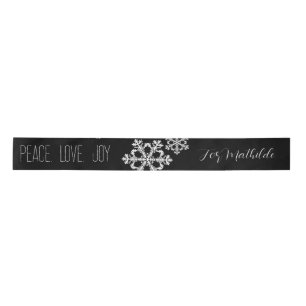 Monochrome Snowflake Christmas Pattern with Script Satin Ribbon