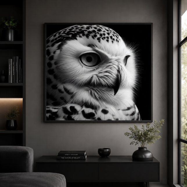Monochrome Snowy Owl Poster (Creator Uploaded)