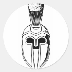 Monochrome Spartan helmet illustration Classic Round Sticker