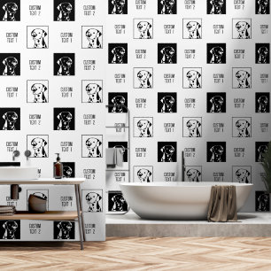 MONOCHROME SPOTTY BLACK WHITE DOGS CARTOON DRAWING WALLPAPER