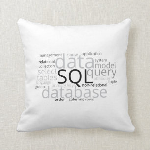 Monochrome SQL Database Word Cloud Cushion