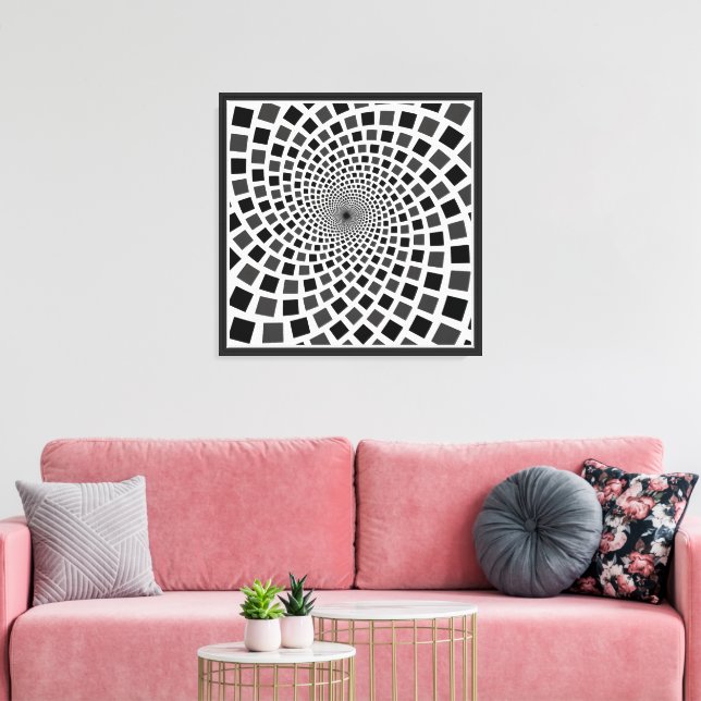 Monochrome Square Vortex Canvas Print (Insitu(LivingRoom))