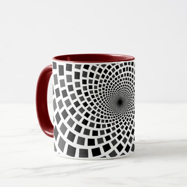 Monochrome Square Vortex Mug (Front Left)