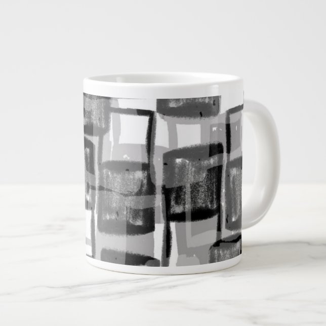 Monochrome Squares Large Coffee Mug (Front Right)