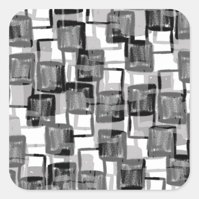 Monochrome Squares Square Sticker (Front)