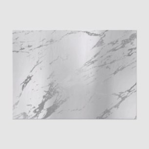 Monochrome Stone Silver Grey Metallic Marble Tissue Paper