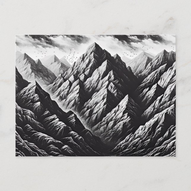 Monochrome Stone Wall with Rough Mountain Texture Postcard (Front)
