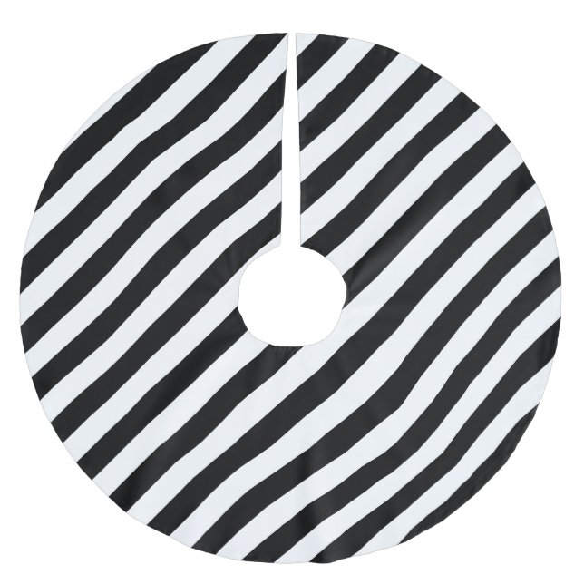 Monochrome Stripe Design Brushed Polyester Tree Skirt (Front)