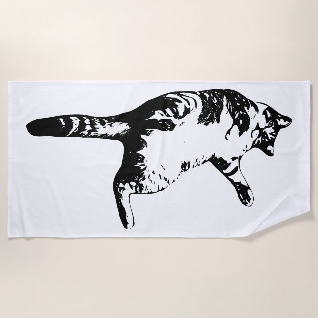 Monochrome Tabby Clarity Beach Towel (Front)