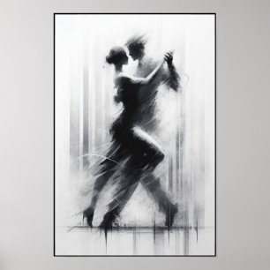 Monochrome Tango Embrace in Motion Poster