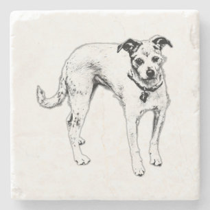 Monochrome Terrier Mix Drink Coaster