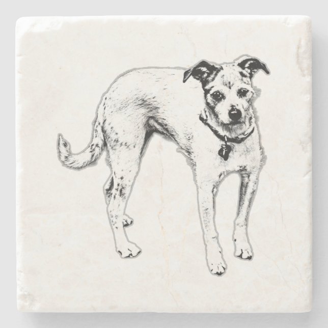  Monochrome Terrier Mix Drink Coaster (Front)