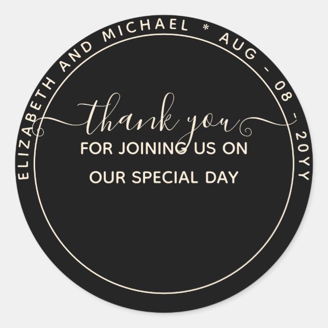 Monochrome Thank You Favour Labels (Front)