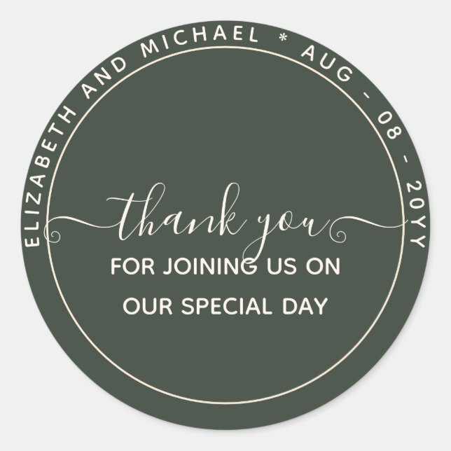 Monochrome Thank You Favour Labels (Front)