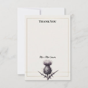 Monochrome Thistle Wedding Thank You Card