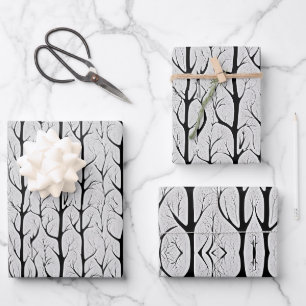 Monochrome Tree Elegance Wrapping Paper