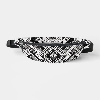 Monochrome Tribal- Bold Symmetry in Black Bum Bags