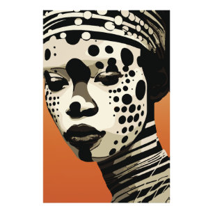 Monochrome Tribal Woman Portrait Art Photo Print
