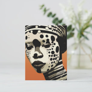 Monochrome Tribal Woman Portrait Art Postcard