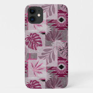 Monochrome tropical botanical patchwork iPhone 11 case