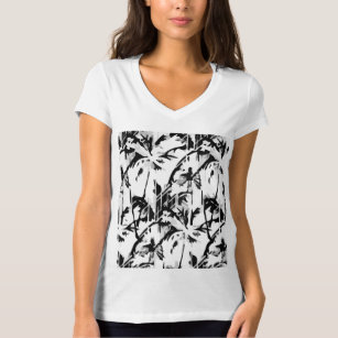 Monochrome Tropical Pattern Jungle T-Shirt
