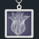 Monochrome Tulip III Silver Plated Necklace<br><div class="desc">Floral</div>